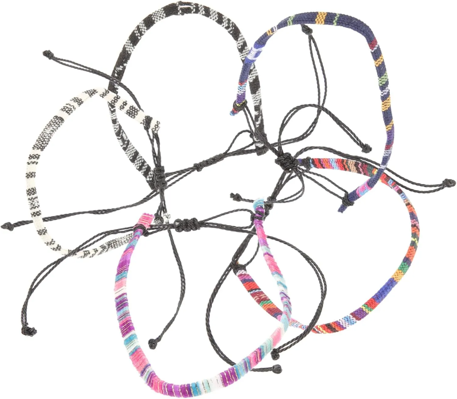 Style Woven Bracelets Men's Ankle Jewelry 5 Pack Summer Fashion Accessory