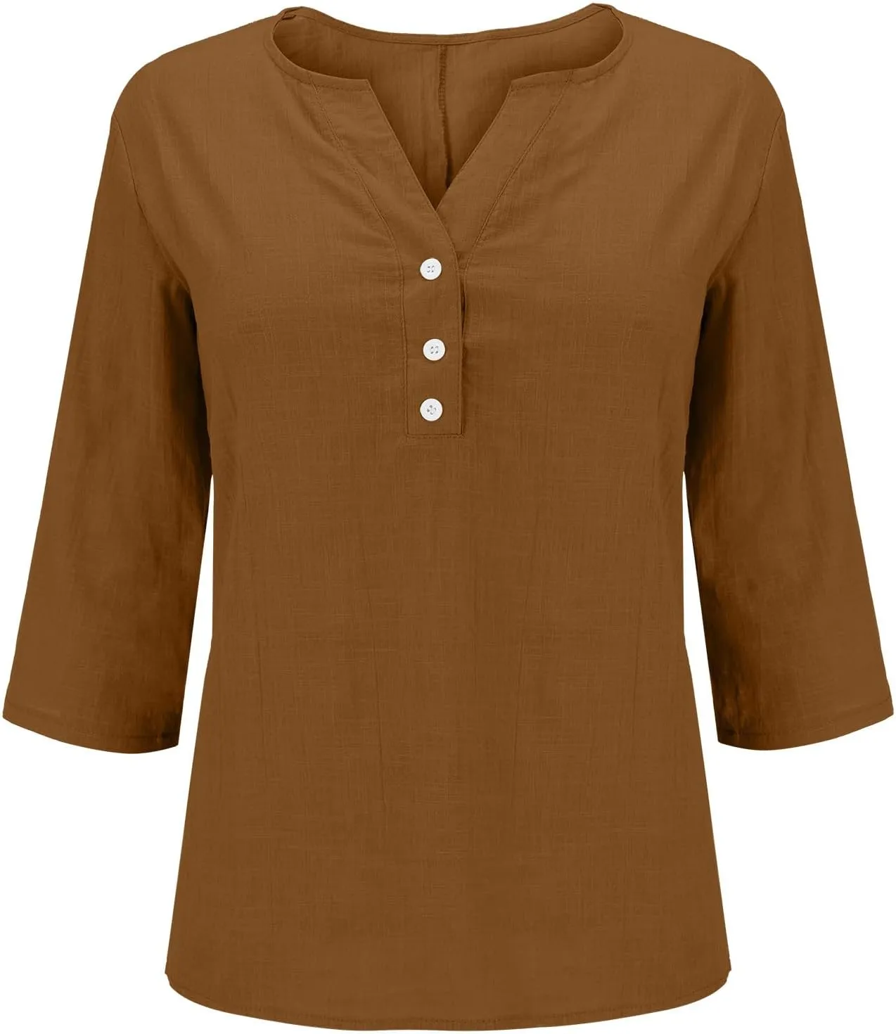 Summer Cotton Linen Shirts for Women 2025 Casual 3/4 Sleeve Tunic Shirts Spring Vacation Fashion Clothes