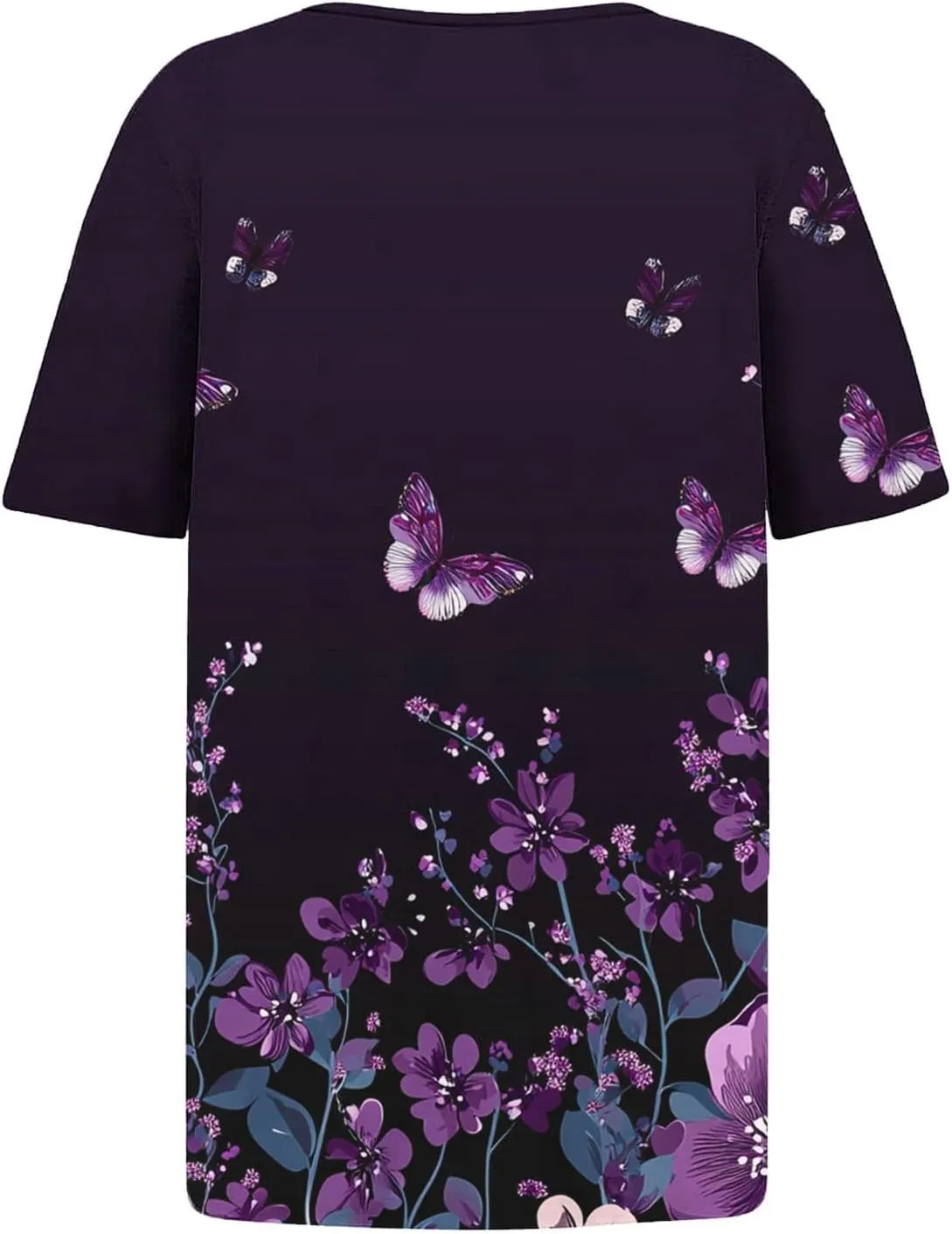 Summer Tops for Women 2025 Trendy Short Sleeve Shirt Boho Floral Tshirt Pleated Front Button Square Neck Tunic Blouse