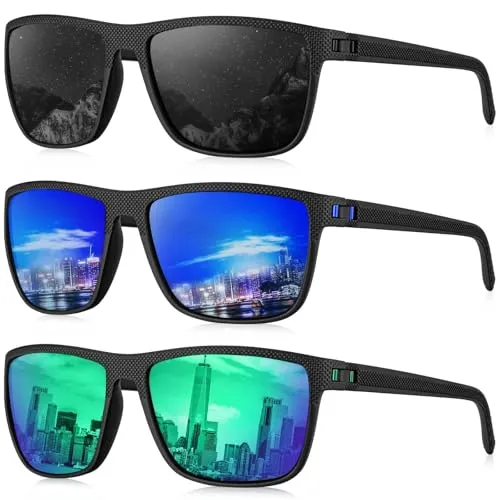 Sunglasses for Men Lightweight Mens Sunglasses for Golf Fishing Driving (3 Pack)