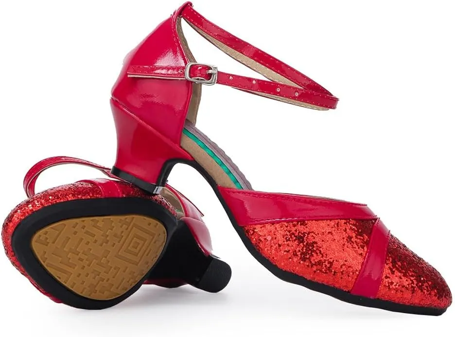 SWDZM Ballroom Dance Shoes Women Low Heel Closed Toe Latin Salsa Practice Dance Shoes