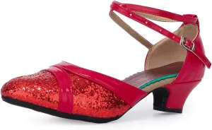 SWDZM Ballroom Dance Shoes Women Low Heel Closed Toe Latin Salsa Practice Dance Shoes