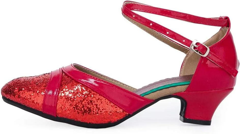 SWDZM Ballroom Dance Shoes Women Low Heel Closed Toe Latin Salsa Practice Dance Shoes