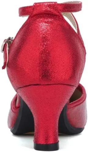 SWDZM Closed Toe Latin Dance Shoes for Women Ballroom Character Modern Tango Salsa Performance Dancing Shoes Low Heel