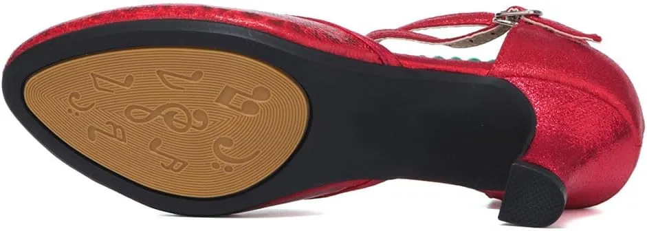 SWDZM Closed Toe Latin Dance Shoes for Women Ballroom Character Modern Tango Salsa Performance Dancing Shoes Low Heel