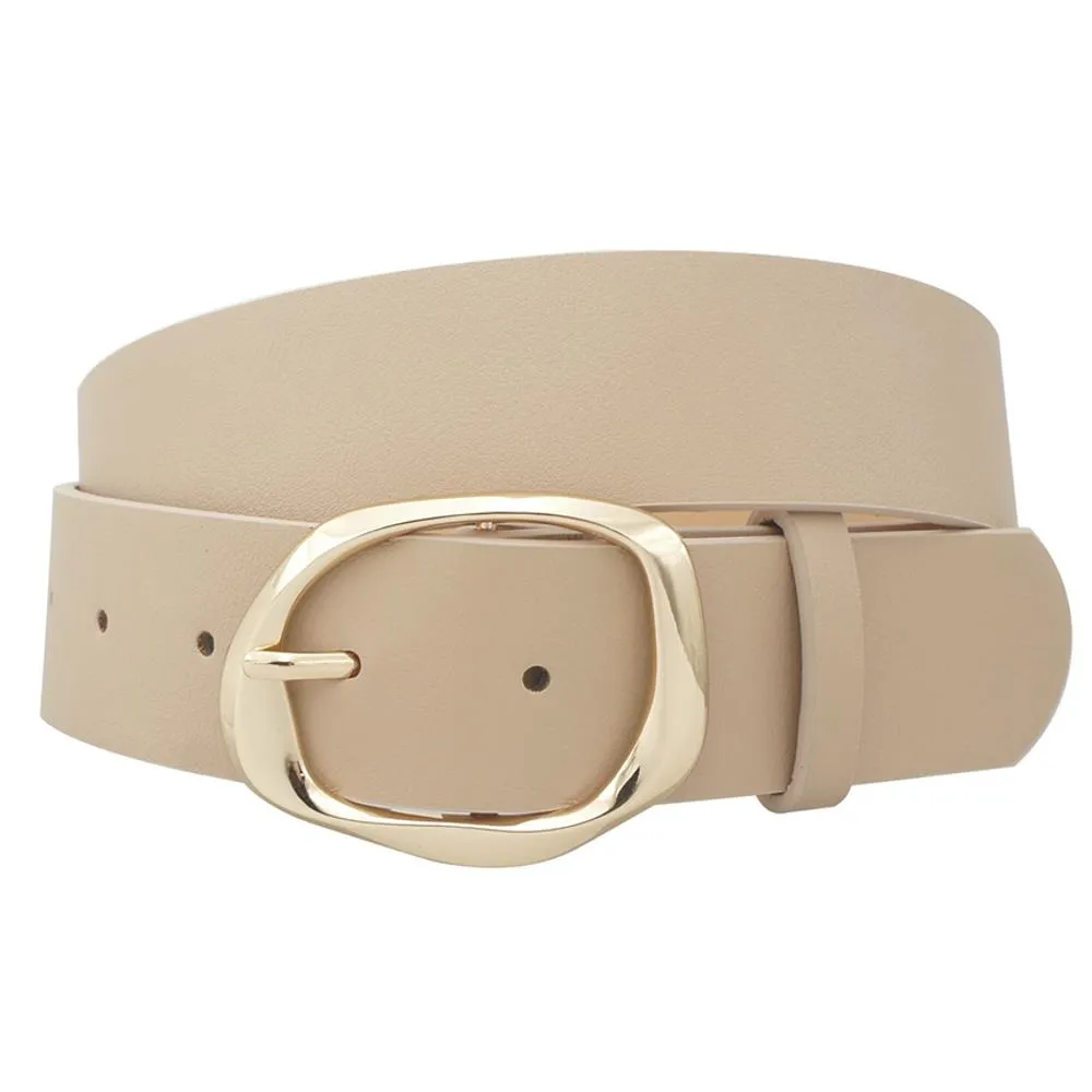 Taupe Organic Oval Texture Belt