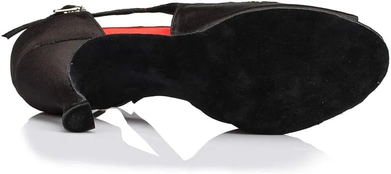 TDA Women's Peep Toe Ankle Strap Cut-out Satin Tango Salsa Latin Chacha Ballroom Dance Wedding Shoes