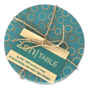 Teal Bamboo Inlaid Coasters, Set of 4