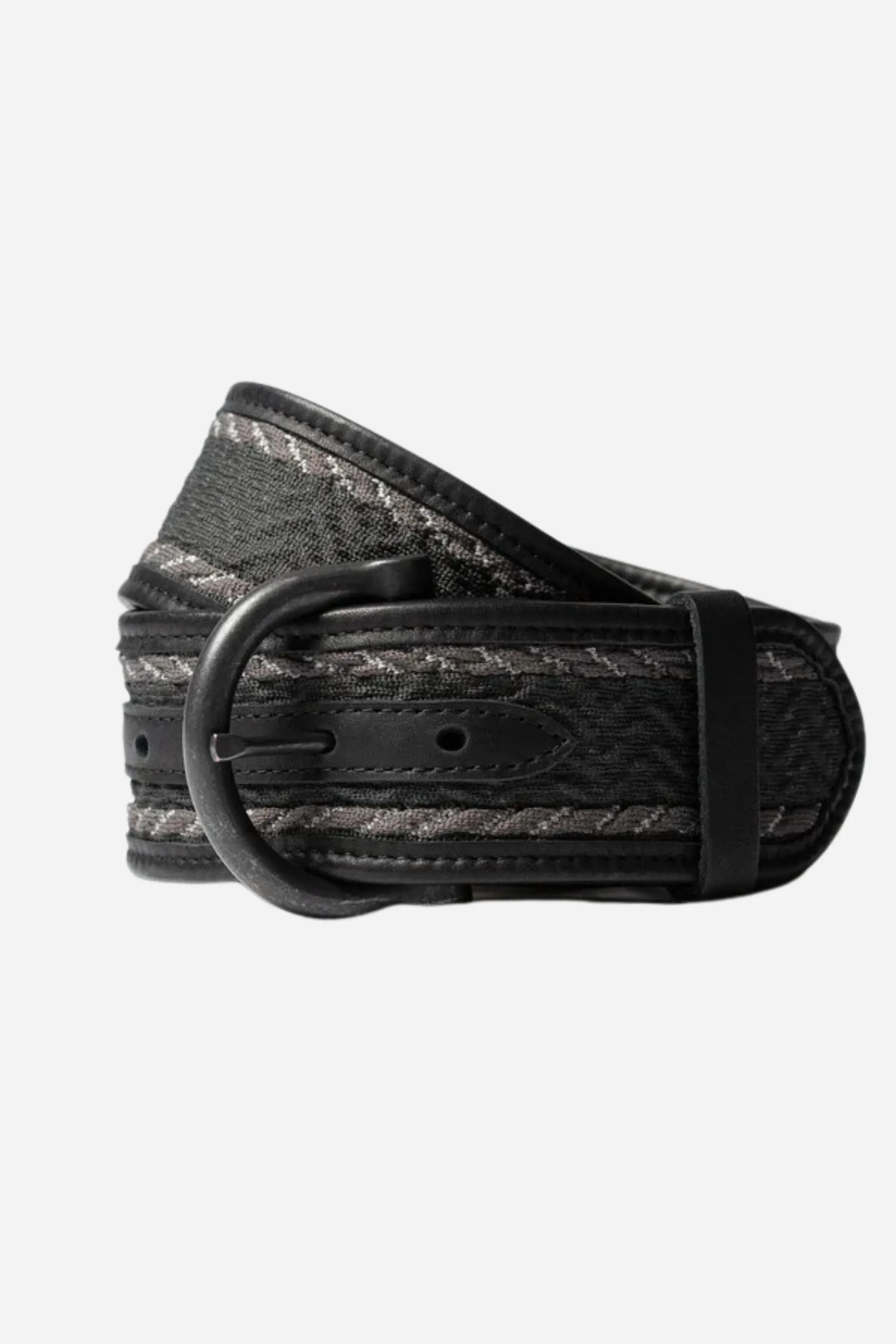 The Chelsea Textured Knit Leather Belt - Black