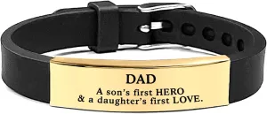To My Dad Bracelets Gold Engraved Bracelet for Men Father's Day Bracelets Silica Gel Wristband Bracelets Adjustable Bracelets for Father from Daughter Son