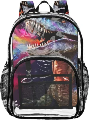 Travel Clear Backpack Floral Dinosaur Colorful Fantasy Kids Girls Backpack Boys Plastic Transparent Bookbag