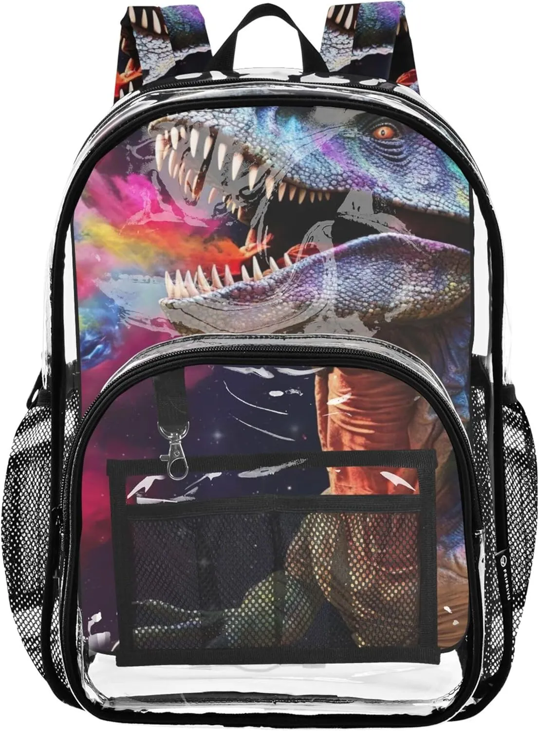 Travel Clear Backpack Floral Dinosaur Colorful Fantasy Kids Girls Backpack Boys Plastic Transparent Bookbag