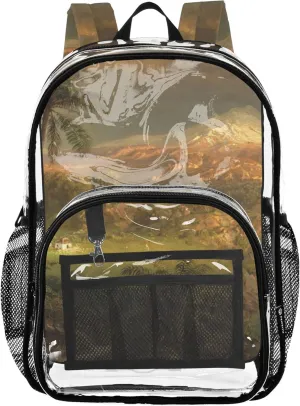 Tropics Landscape Church Frederic Edwin Women Clear Backpack Cute Kids Backpack for Girls Pvc School Plastic Bookbag