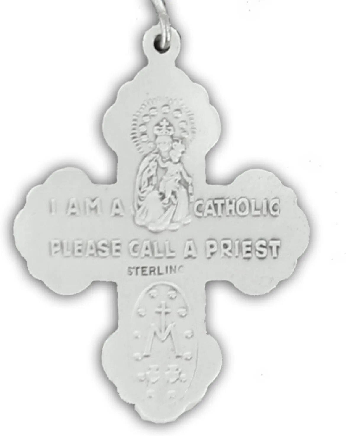 True Faith Jewelry Sterling Silver 4 Way Medal Cross Pendant Necklace Religious Jewelry