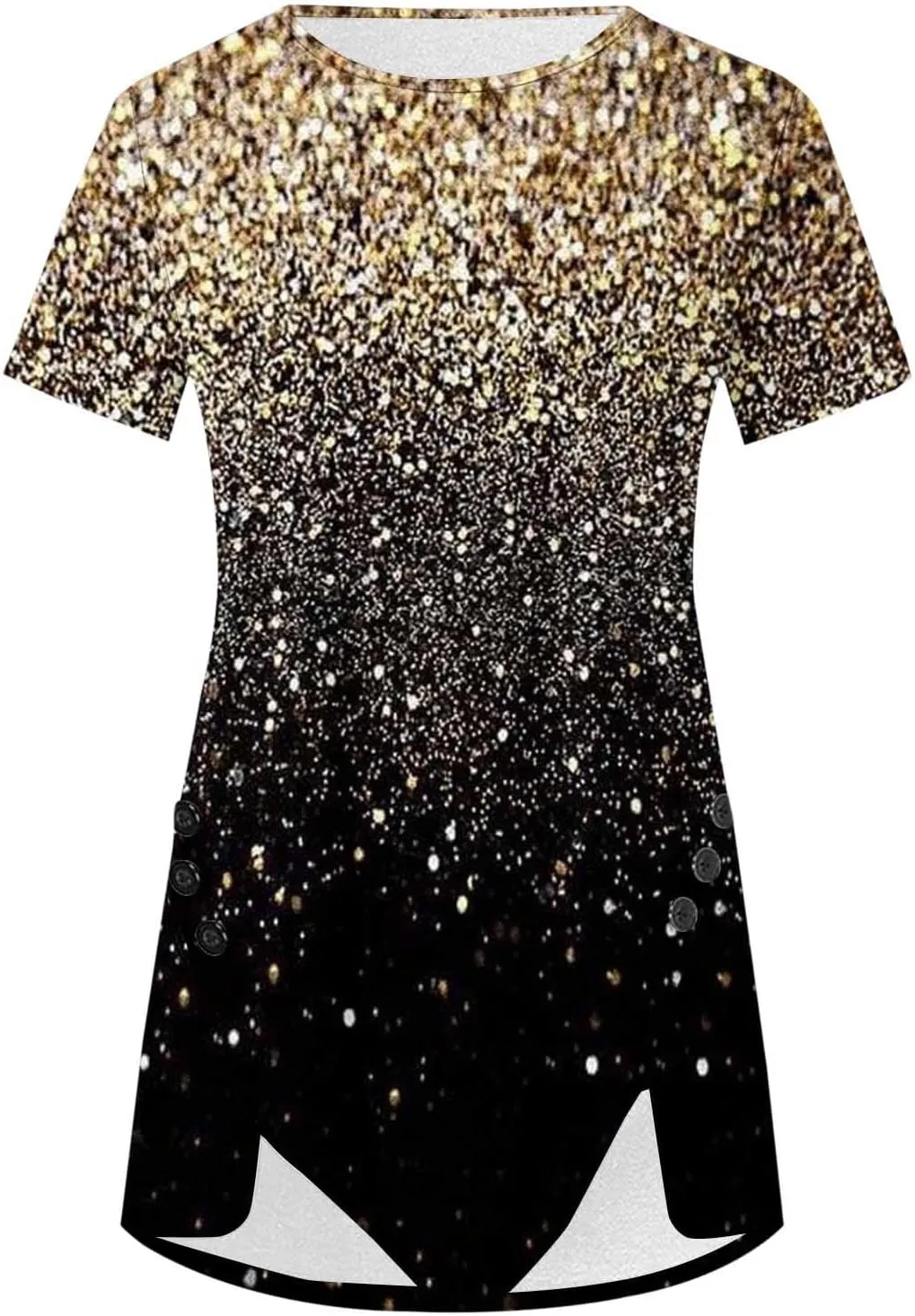Tunic Tops for Women Loose Fit Dressy Short Sleeve Crew Neck T Shirts Summer Floral Graphic Tees Irregular Hem Blouse