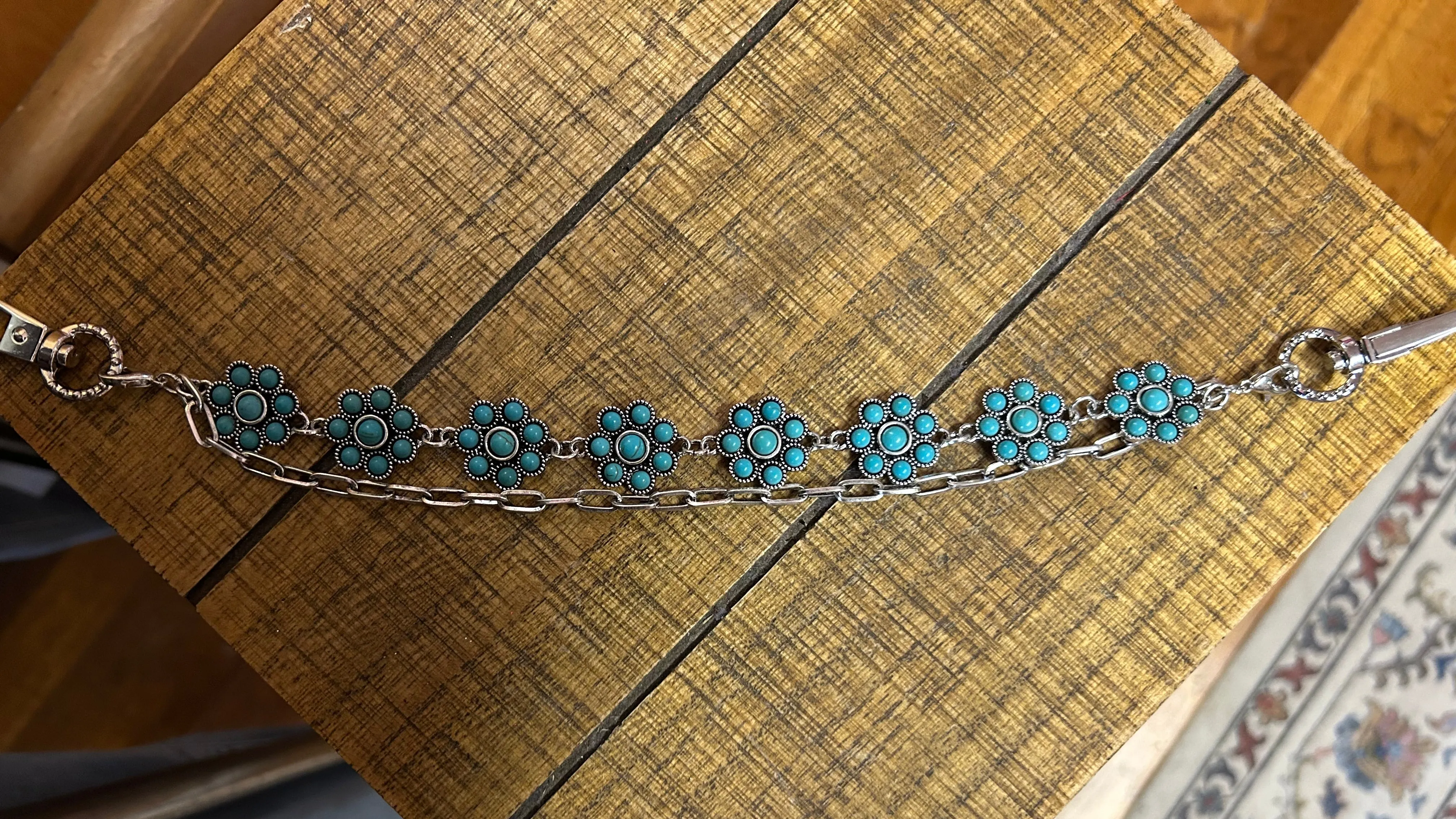 Turquoise Floral Charm Strap  For Your Bag & Hat Glow-Up
