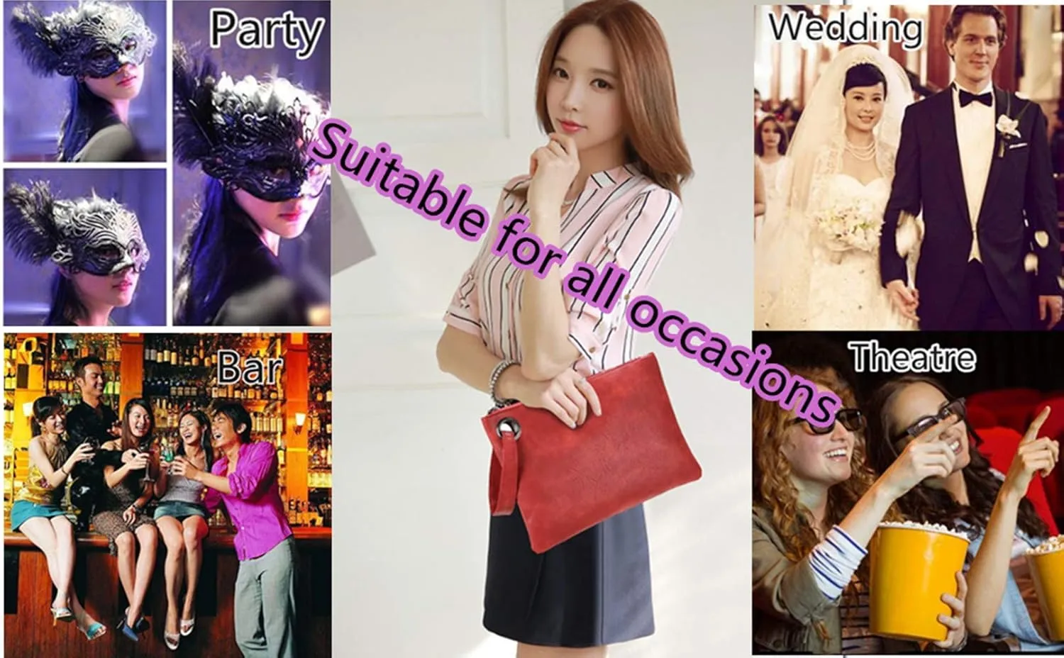 Unique Vegan Women Clutch Bag PU Leather Envelope Clutch Bag Handbag Wristlets for Beach Holiday