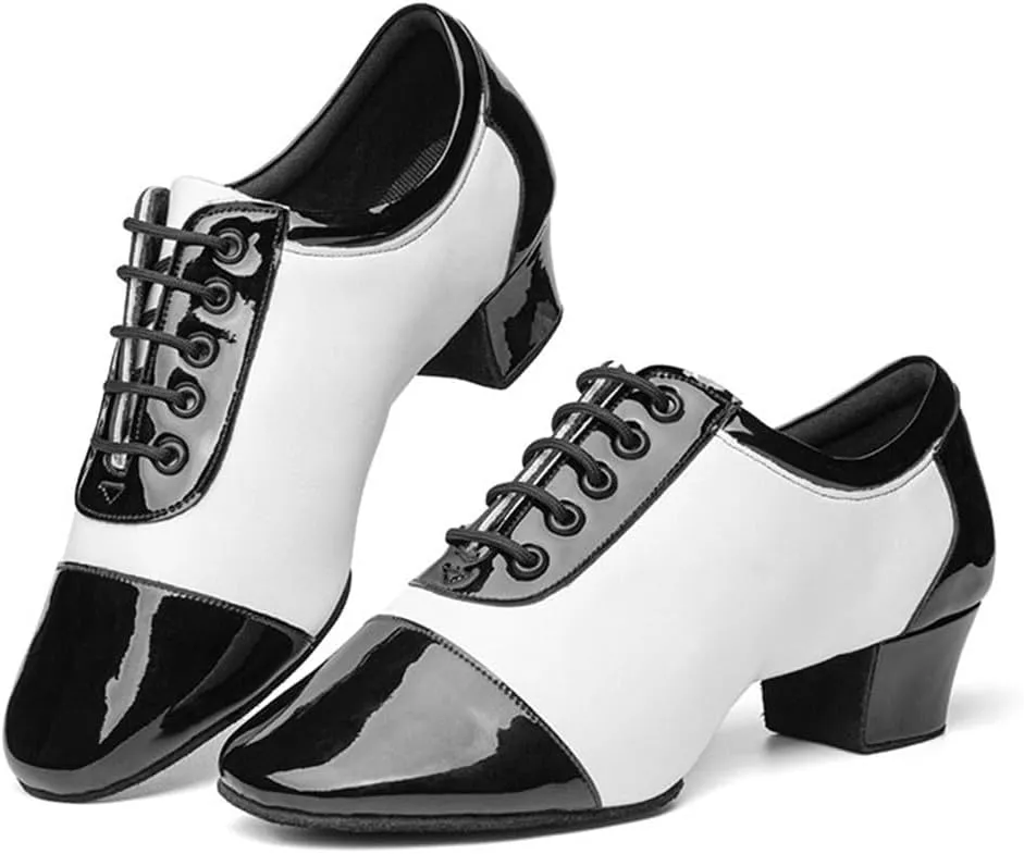 VEACAM Ballroom Dance Shoes for Men, Leather Modern Dancing Practice Shoes for Salsa Latin Tango Waltz