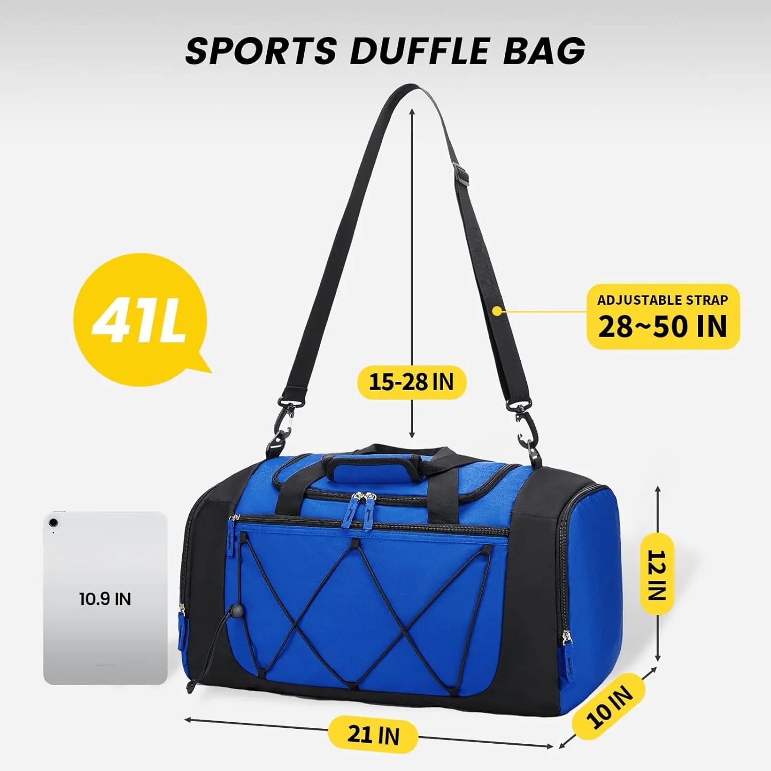 Vorspack Gym Bag for Men - 21 Inches Duffle Bag for Travel Lightweight Duffel Bag with Shoe Compartment Personal Item Travel Bag Weekender Bag for Travel Sports Gym - Blue