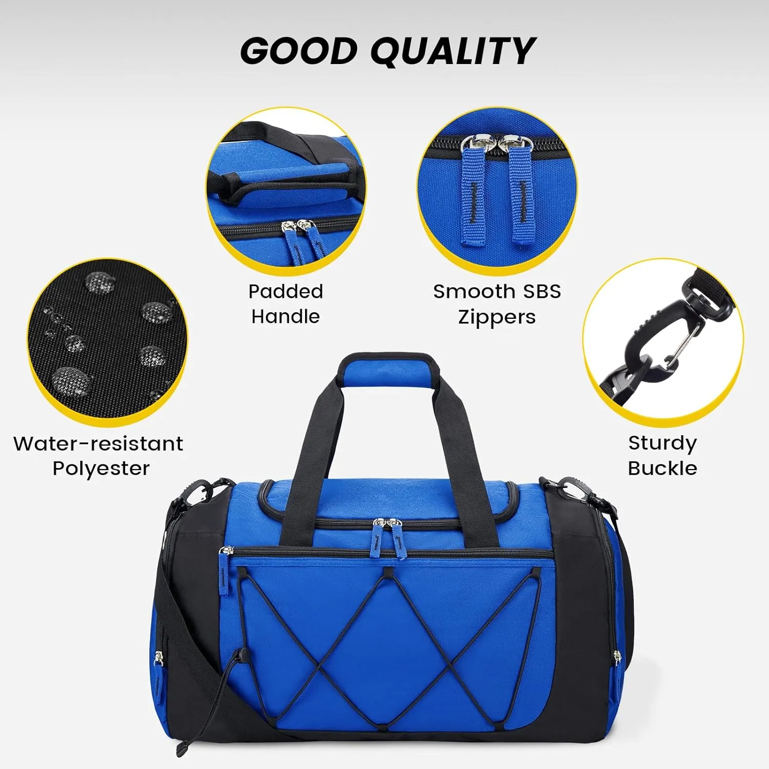 Vorspack Gym Bag for Men - 21 Inches Duffle Bag for Travel Lightweight Duffel Bag with Shoe Compartment Personal Item Travel Bag Weekender Bag for Travel Sports Gym - Blue