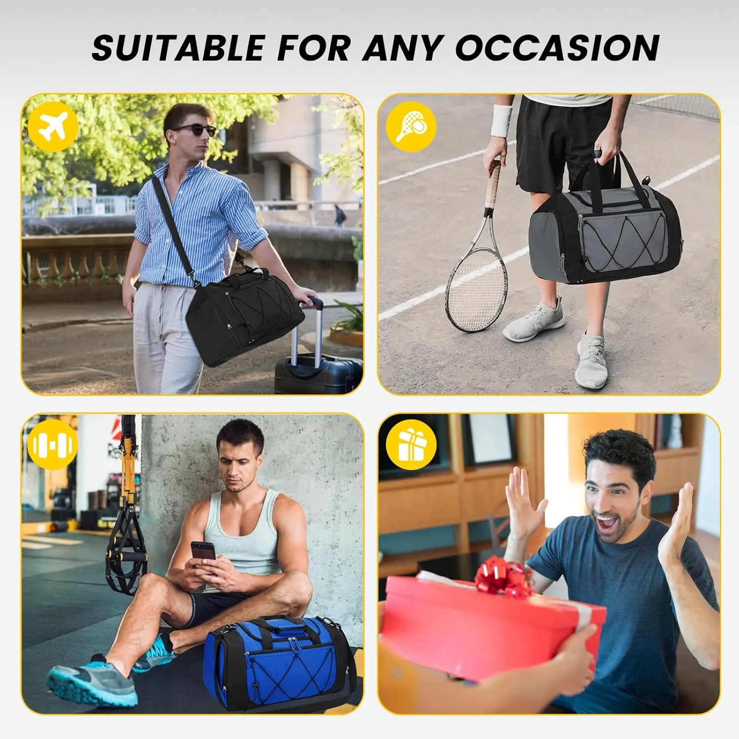 Vorspack Gym Bag for Men - 21 Inches Duffle Bag for Travel Lightweight Duffel Bag with Shoe Compartment Personal Item Travel Bag Weekender Bag for Travel Sports Gym - Blue