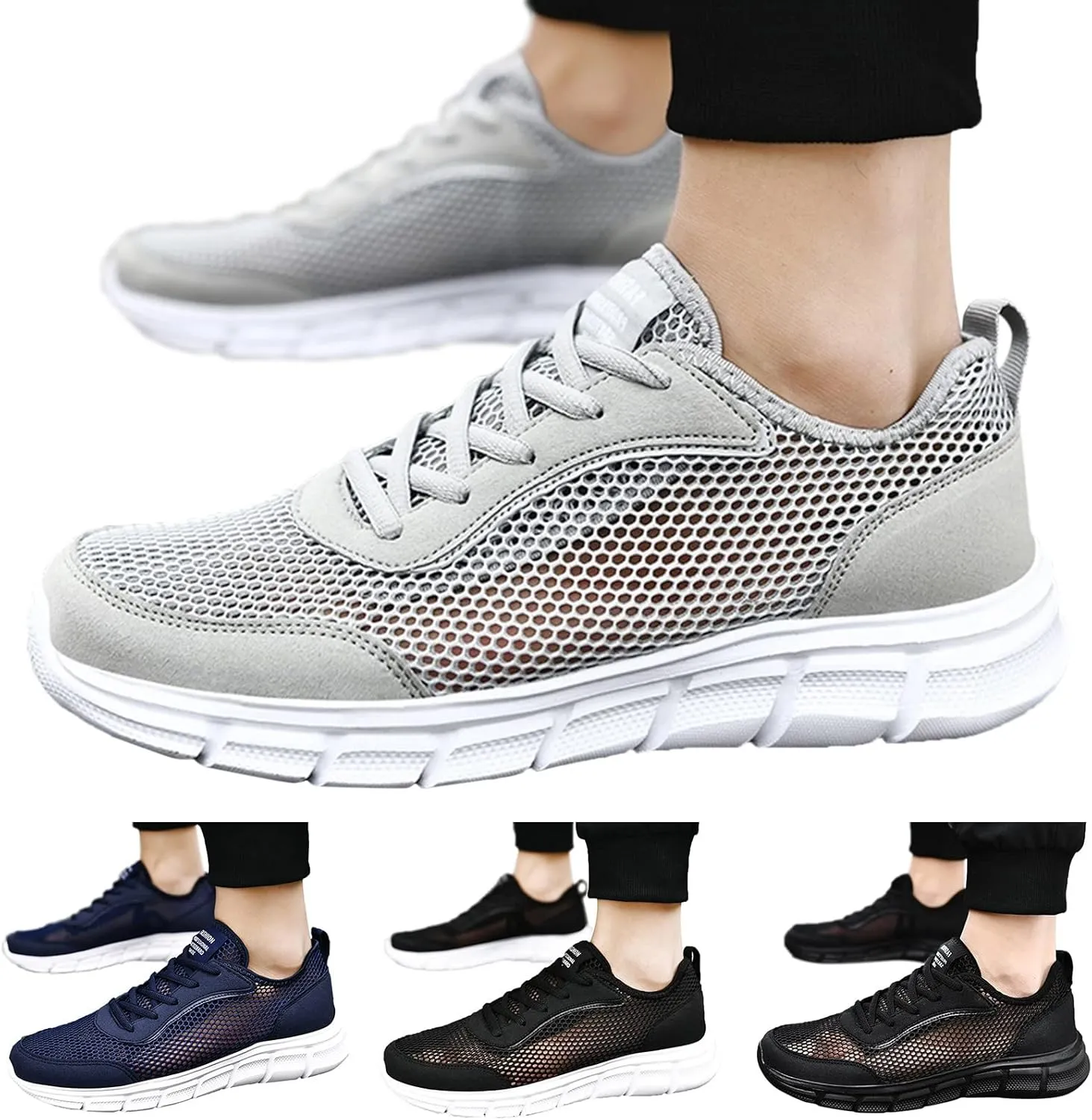 Walking Shoes for Men Mens Casual Tennis Shoes Men's Supportive Running Athletic Sneakers Blue Tennis for Men Comfortable Breathable Lightweight White Leather Sneakers