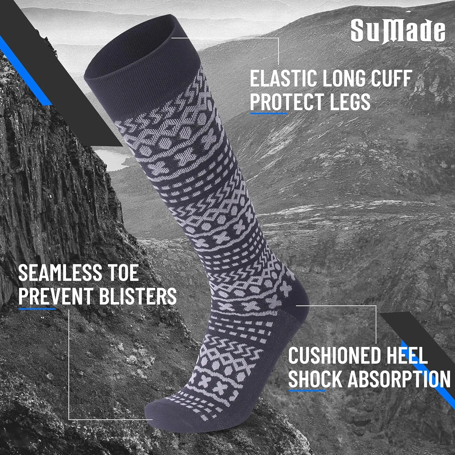 Waterproof Socks, Men Women Knee High Hiking Kayaking Socks 1 Pair