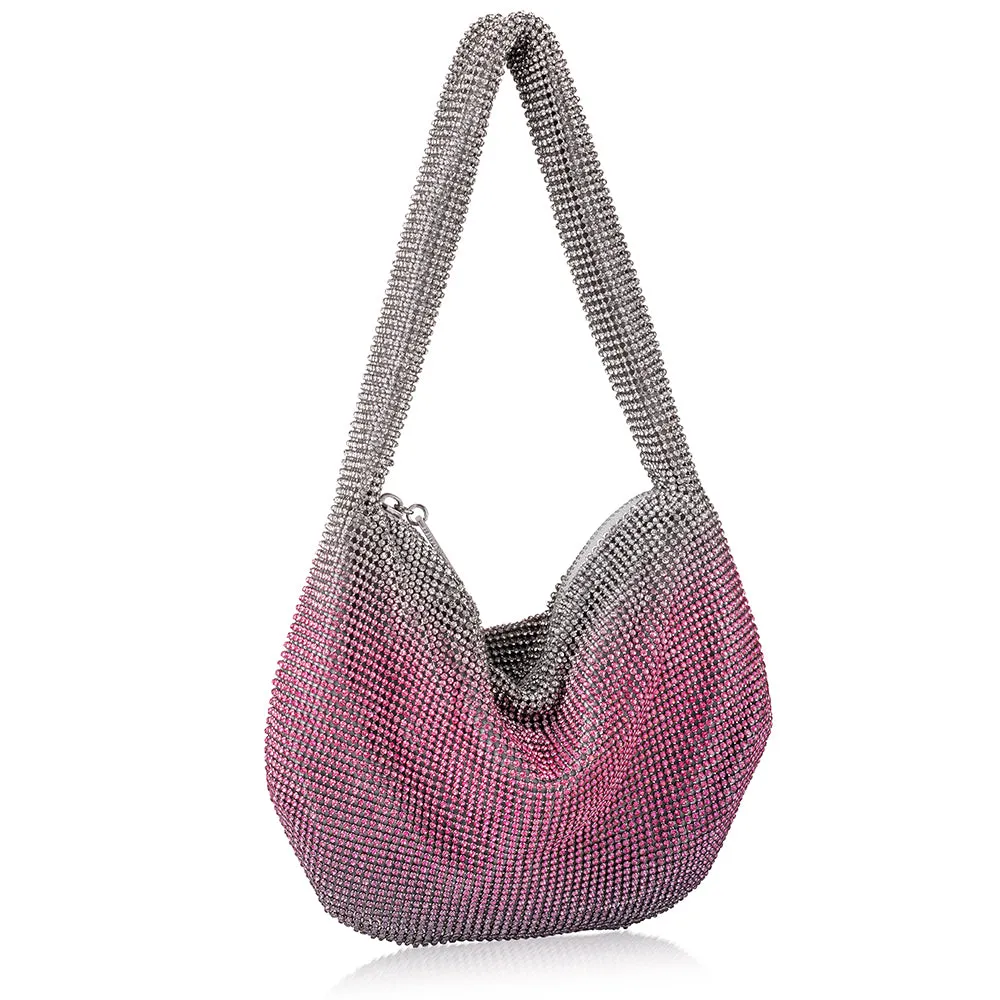 Whiting and Davis Adrienne Ombr Crystal Hobo Shoulder Bag