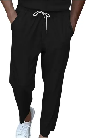 Wide Leg Pants Mens Lounge Solid Colour Pants Baggy Corduroy Pants Slant Pocket Tie Front Pants Flex Sport Pants