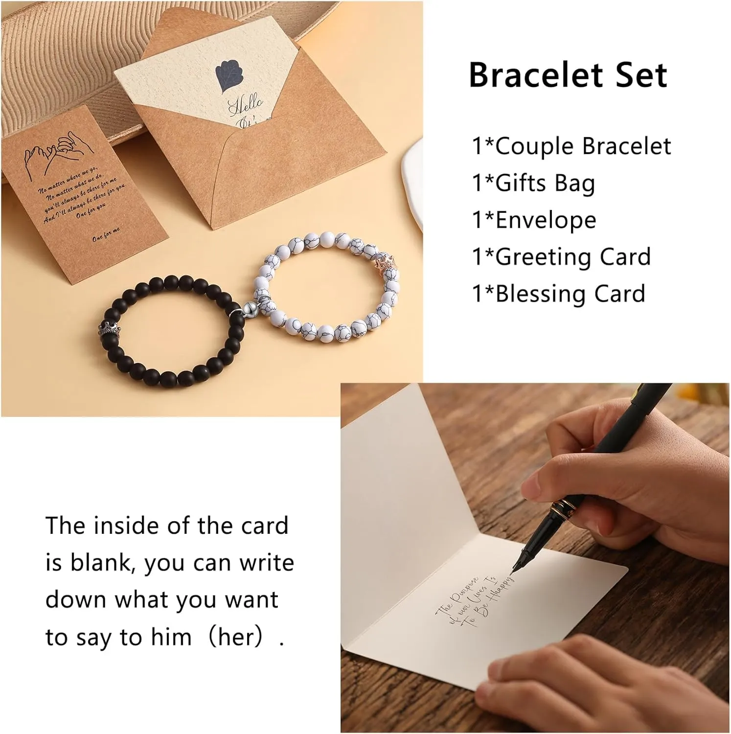 Winas Couples Matching Bracelets- Kings and Queens Bracelets Magnetic Couples Bracelets Christmas Birthday Gifts for Girlfriend Boyfriend