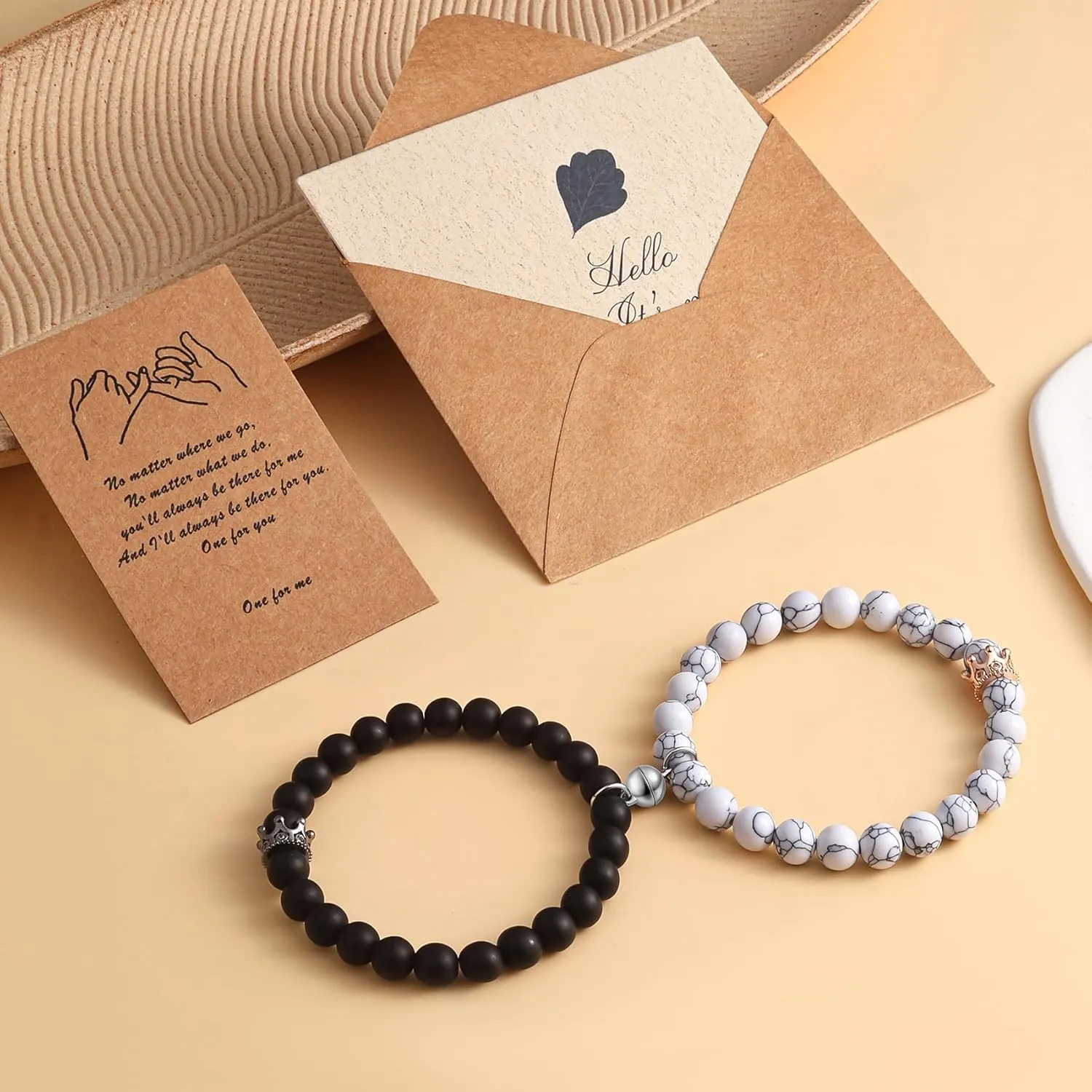 Winas Couples Matching Bracelets- Kings and Queens Bracelets Magnetic Couples Bracelets Christmas Birthday Gifts for Girlfriend Boyfriend