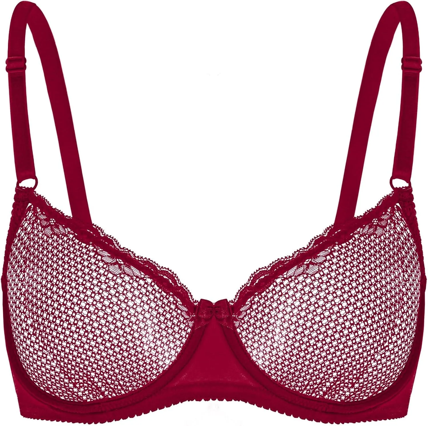 Wingslove Women's See Through Lace Balconette Sexy Unlined Demi Cup Underwire Non-Padded Lingerie