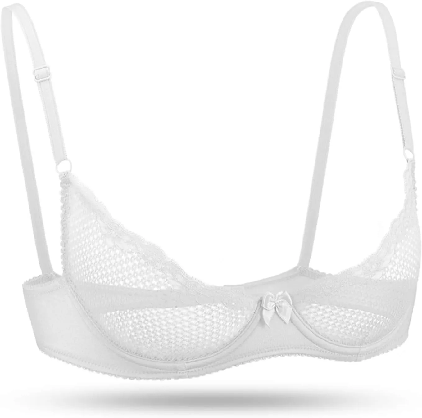 Wingslove Women's See Through Lace Balconette Sexy Unlined Demi Cup Underwire Non-Padded Lingerie