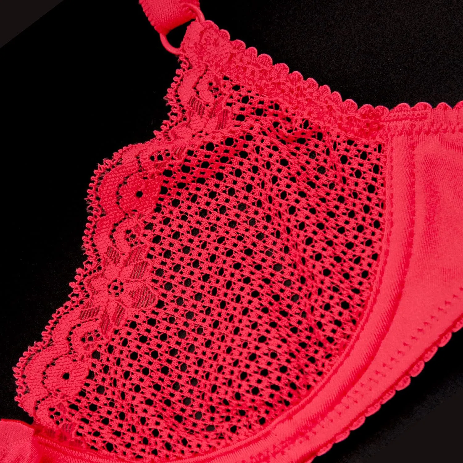 Wingslove Women's See Through Lace Balconette Sexy Unlined Demi Cup Underwire Non-Padded Lingerie
