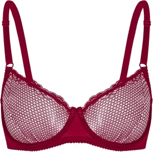 Wingslove Women's See Through Lace Balconette Sexy Unlined Demi Cup Underwire Non-Padded Lingerie