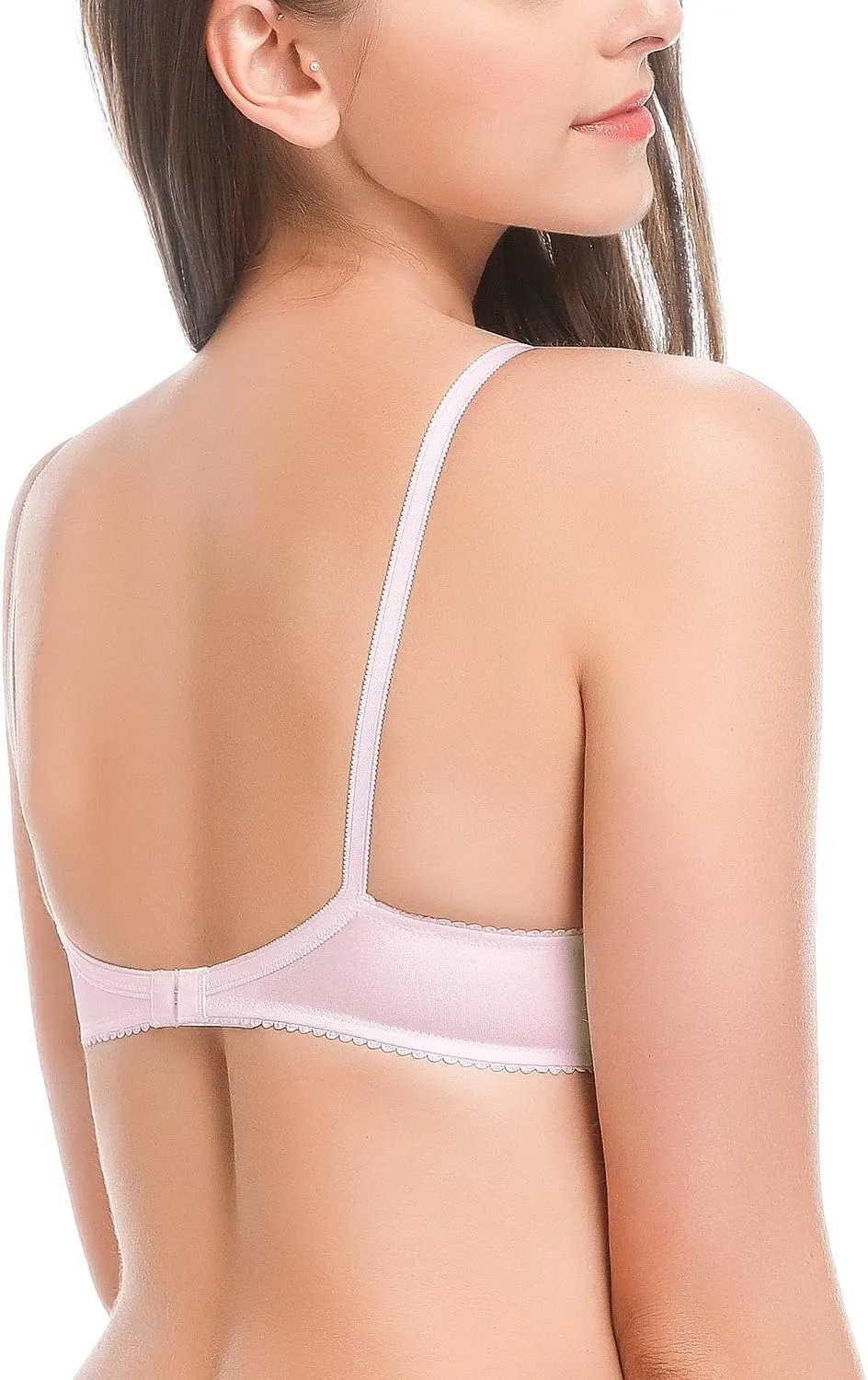 Wingslove Women's See Through Lace Balconette Sexy Unlined Demi Cup Underwire Non-Padded Lingerie