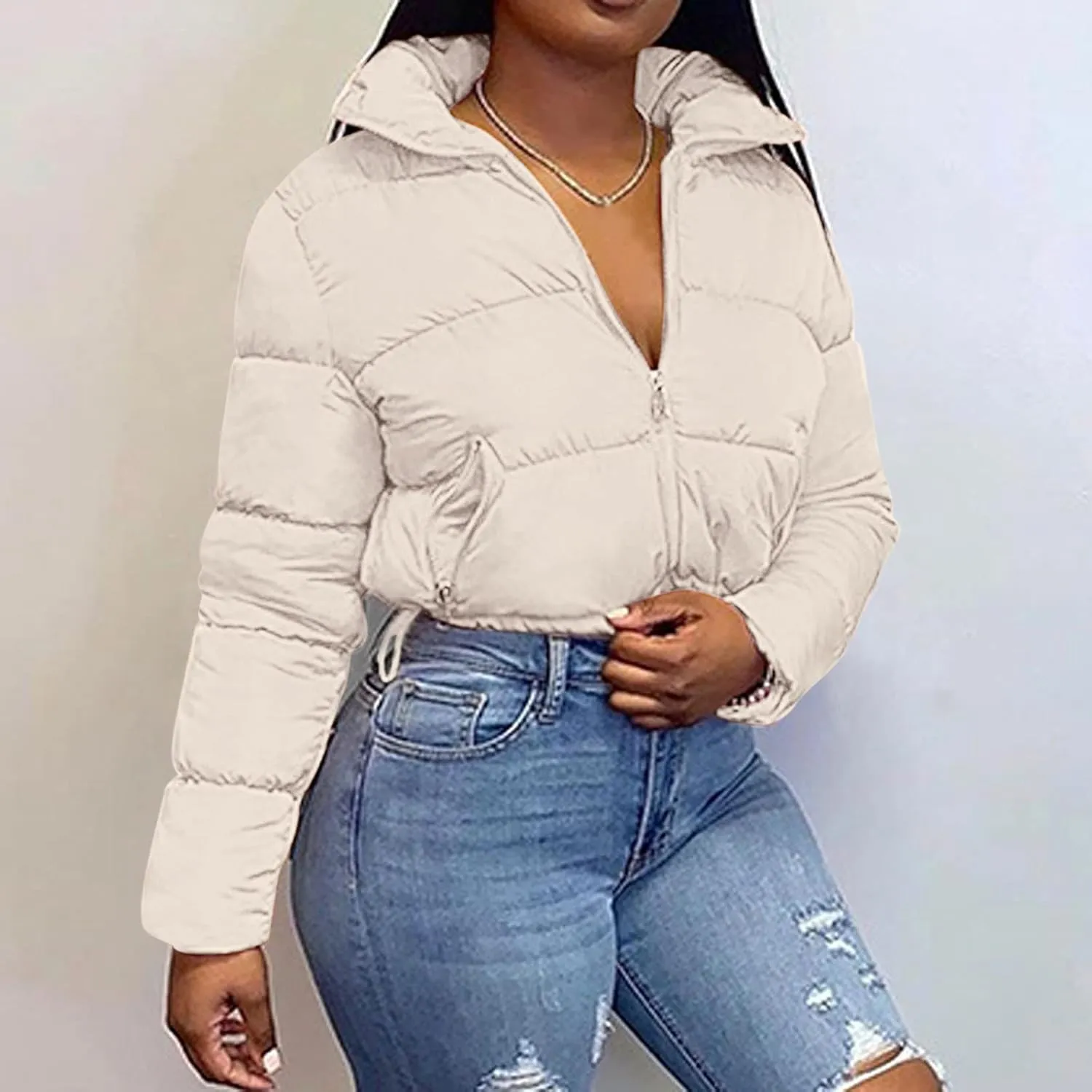 Winter Coat Women's Women's Winter Solid Short Bread Down Jacket Stand Up Collar Outerwear Padded Thick Jackets