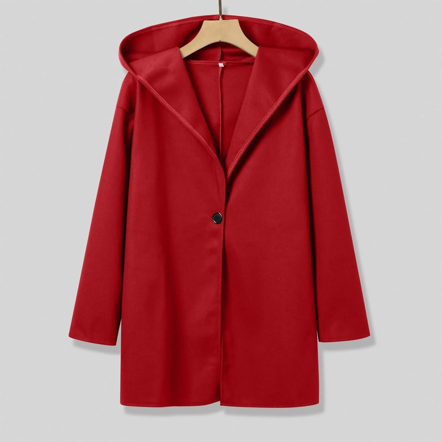 Winter Jacket for Women Long Sleeve Solid Color Lapel Neck Open Front Cardigan Jackets Button Down Loose Fit Coat