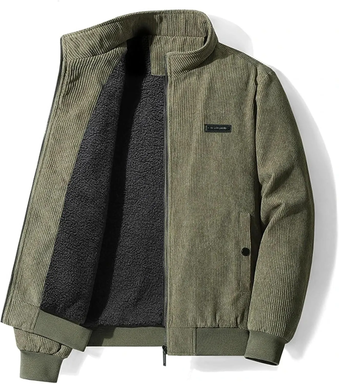 Winter Men's Corduroy Jackets Casual Outwear Thick Windbreaker Jackets Fleece Warm Jacket