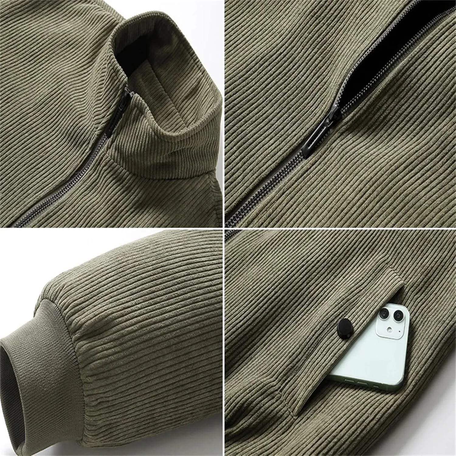 Winter Men's Corduroy Jackets Casual Outwear Thick Windbreaker Jackets Fleece Warm Jacket