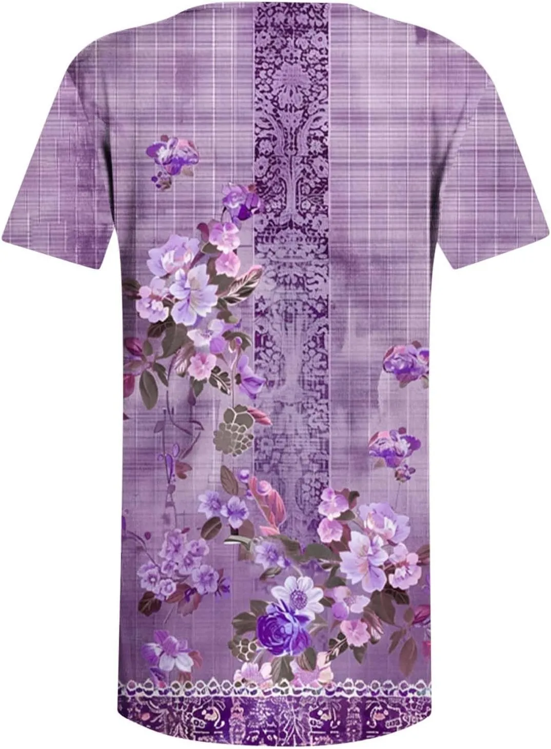 Women 2025 Spring Blouses Tops Floral Short Sleeve Boho T Shirts Dressy Casual Tunic Beach Vacation Ladies Clothing