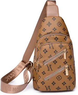 Women Chest Bag Sling Bag for Women PU Leather Sling Crossbody Backpack Chest Sling Daypack Bag for Hiking