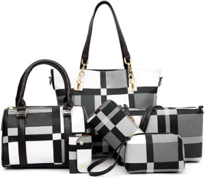 Women Ladies 6 Pcs Handbag Set Top Handle Bag Totes Satchels Crossbody Shoulder Bags and Purse, Hobos Shoulder Bags