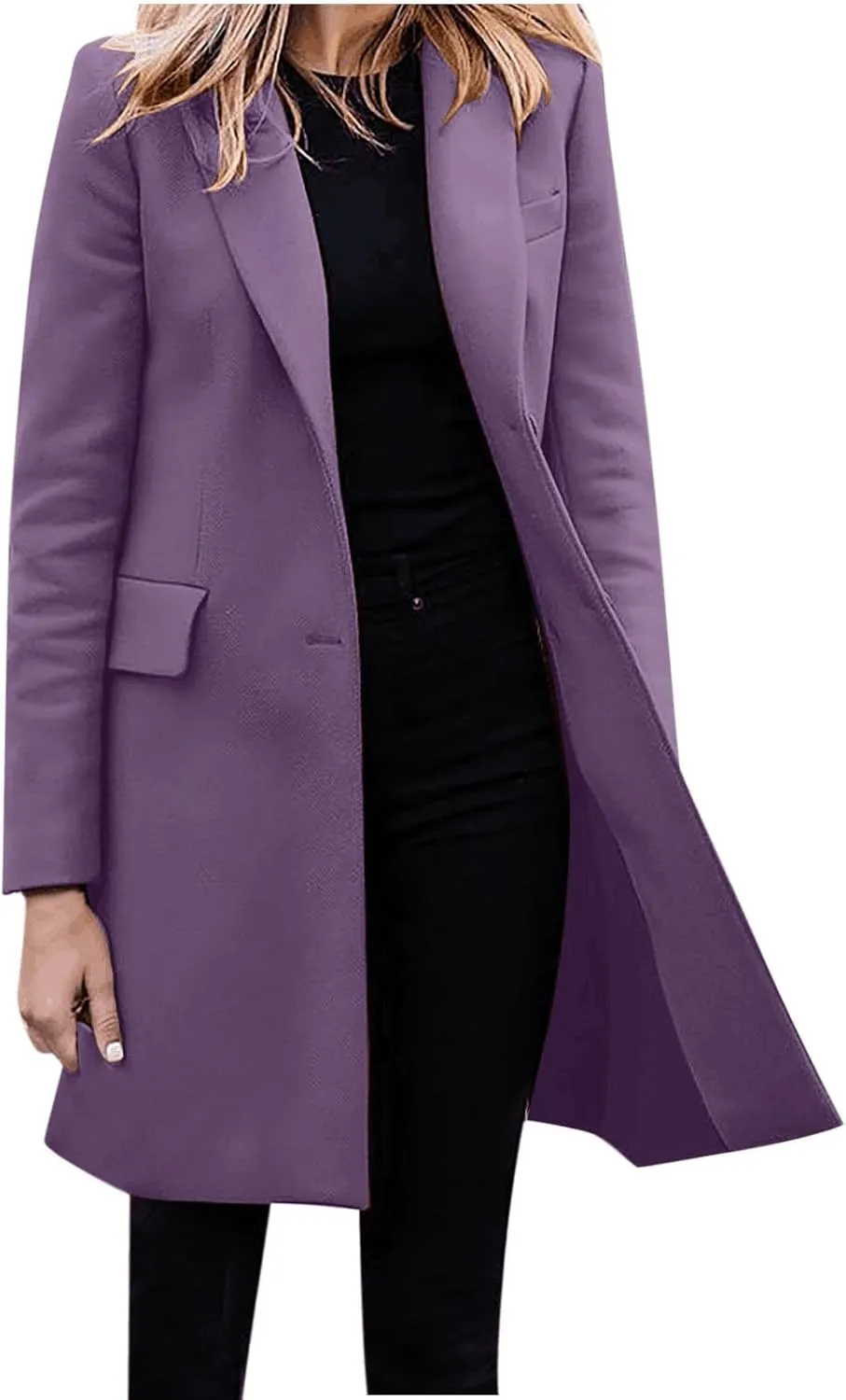 Women Long Blazer Oversize Lapel Long Sleeve Trendy Suit Jackets One Button Loose Fit 2024 Winter Business Dressy Coats