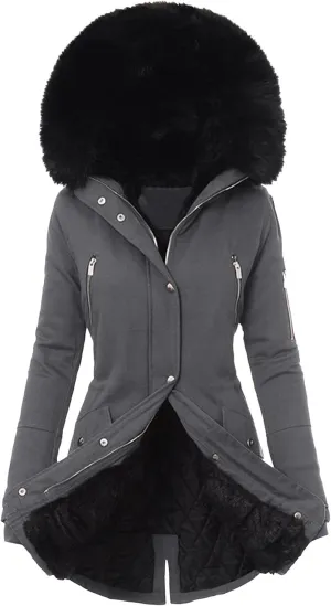 Women Plus Size Winter Overcoat Women's Jacket Thick Outwear Plush Lined Hooded Coat Warm Womens Fleece Plus Size