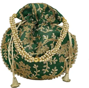 Women potli Bag Purse potli rajathani Clutch Purse Wallet Ethnic| Rajasthani Style Royal Clutch Silk Batwa Bag Wristlets Ethnic Potli for Women's Silk Potli Bridal Potli