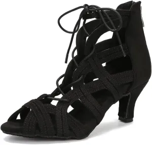 Womens Ballroom Dance Boots Salsa Latin Social Beginner Practice Dancing Shoes 2 1/2 inches Heels S22
