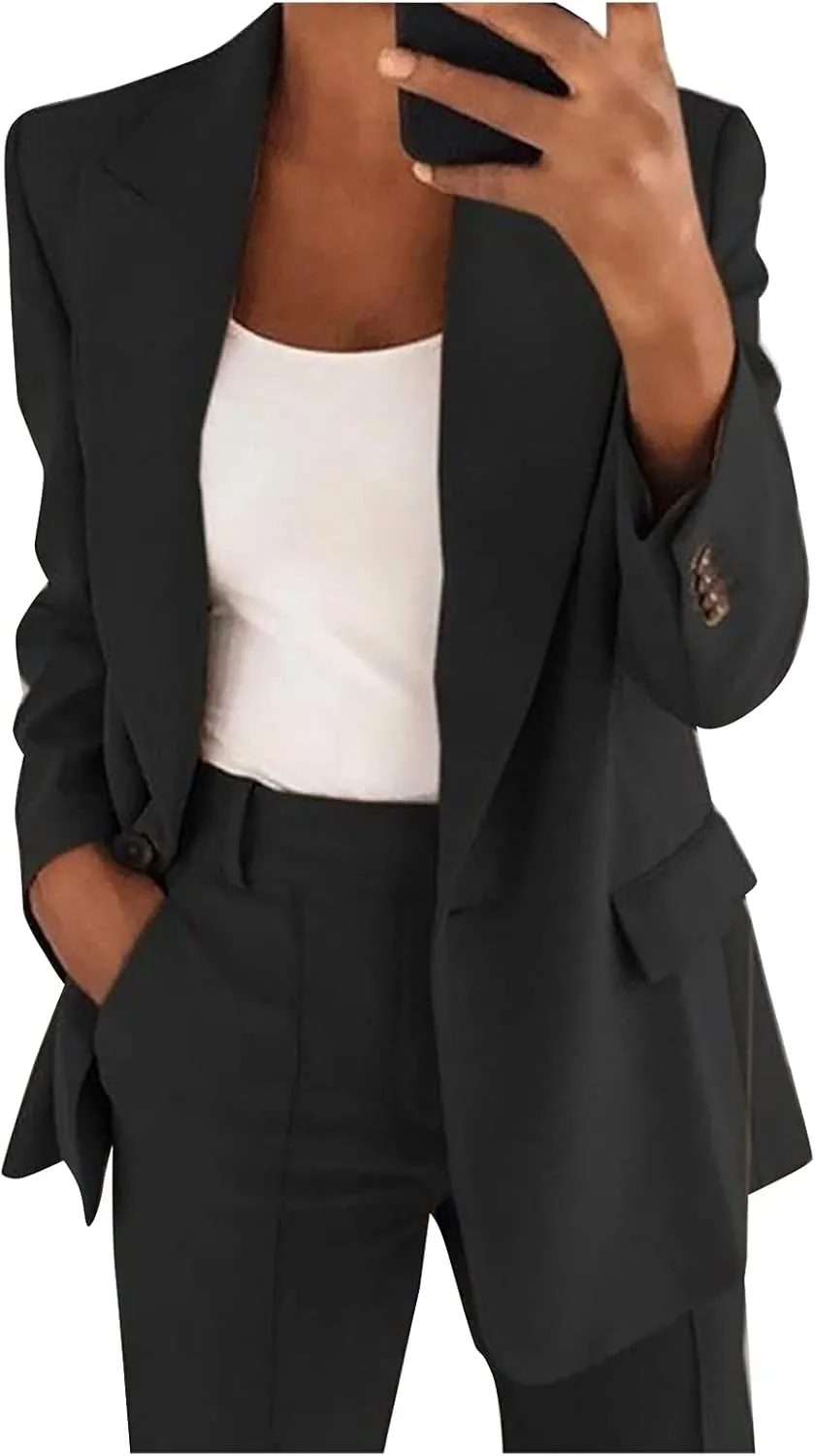 Womens Business Casual Work Jackets Open Front Professional Office Fall Blazer Jackets Plus Size Suit Cardigan Jacket