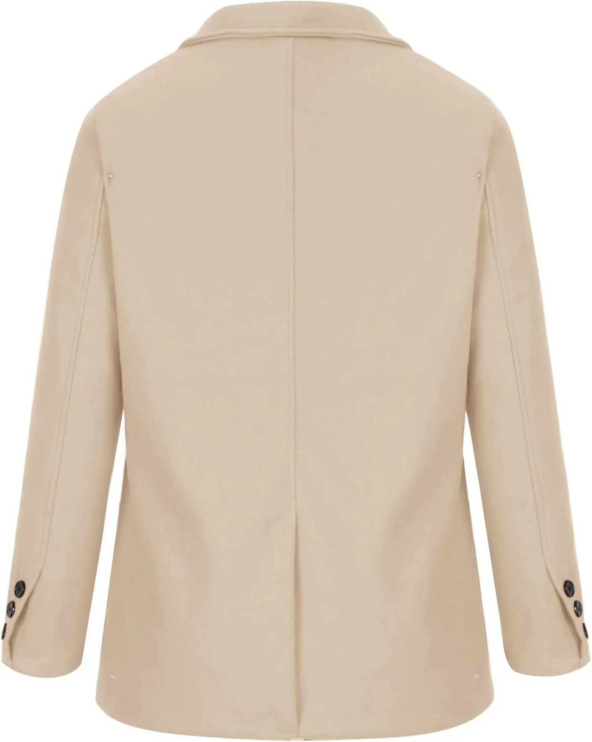Womens Casual Woolen Trench Blazers Long Sleeve Open Front Button Work Office Suit Jackets Cardigan Coat with Pockets