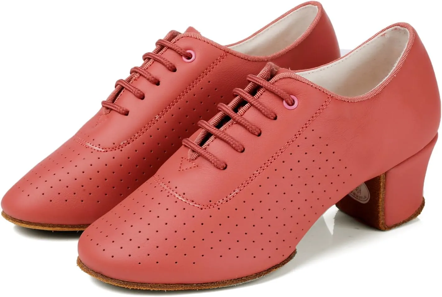 Women's Close Toe Dance Shoes Lace up Ballroom Salsa Practice Dance Shoes Suede Sole